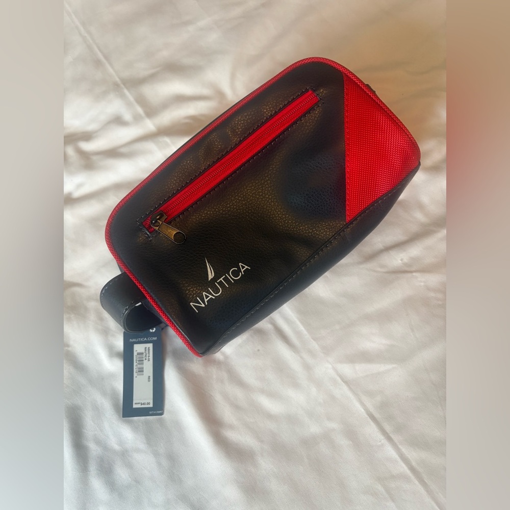 Nautica Men's Black and Red Toiletry Bag
